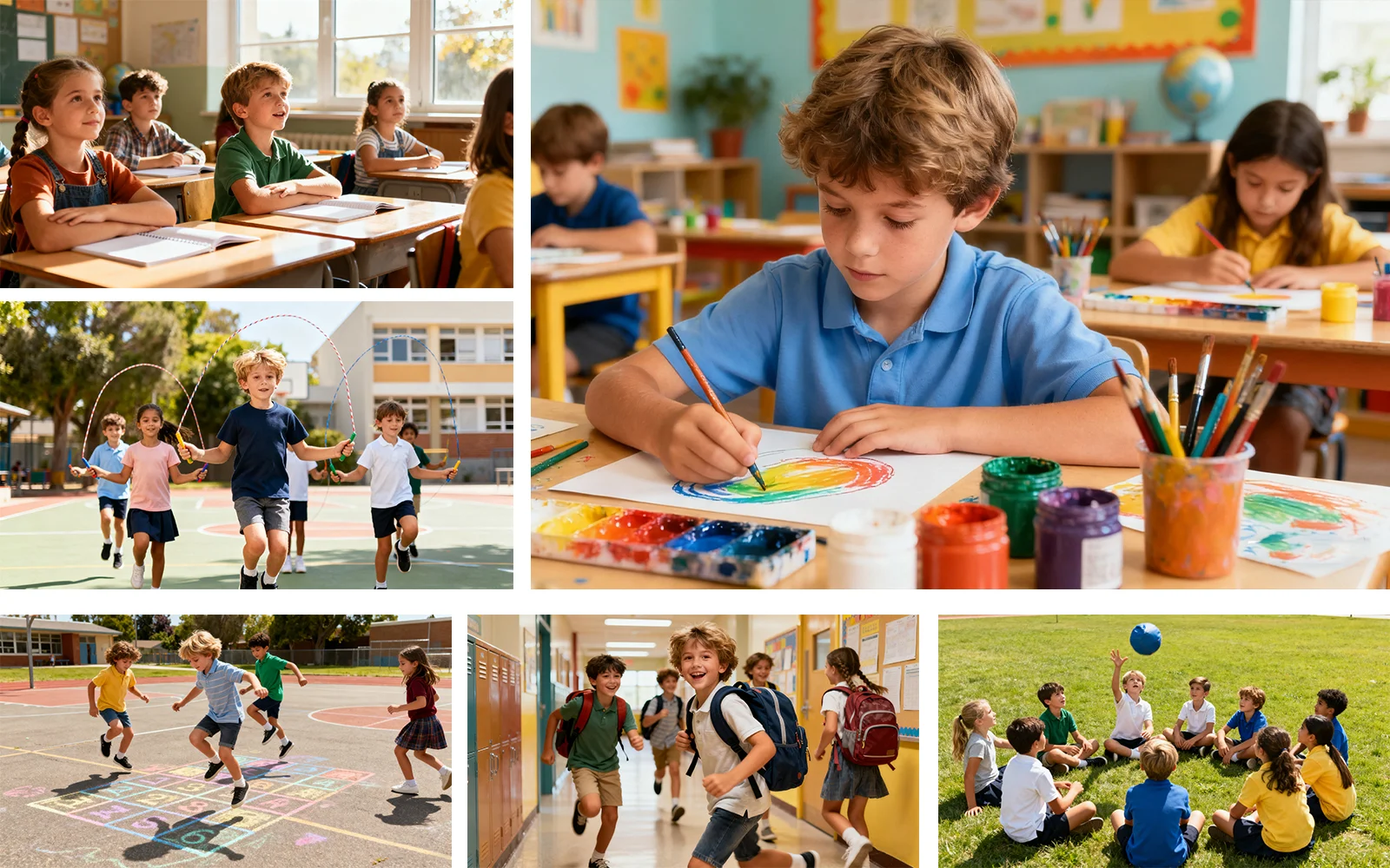 Students walking and biking